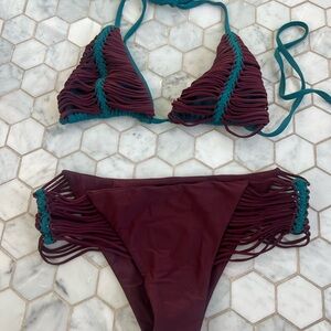 Beach Riot NWOT Burgundy and Teal Bikini
